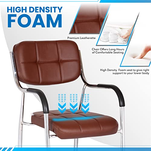 Image of Da URBAN Barfi Leatherette | Heavy Duty Metal Frame| Office /Visitor /Study Chair with Arms (Brown)