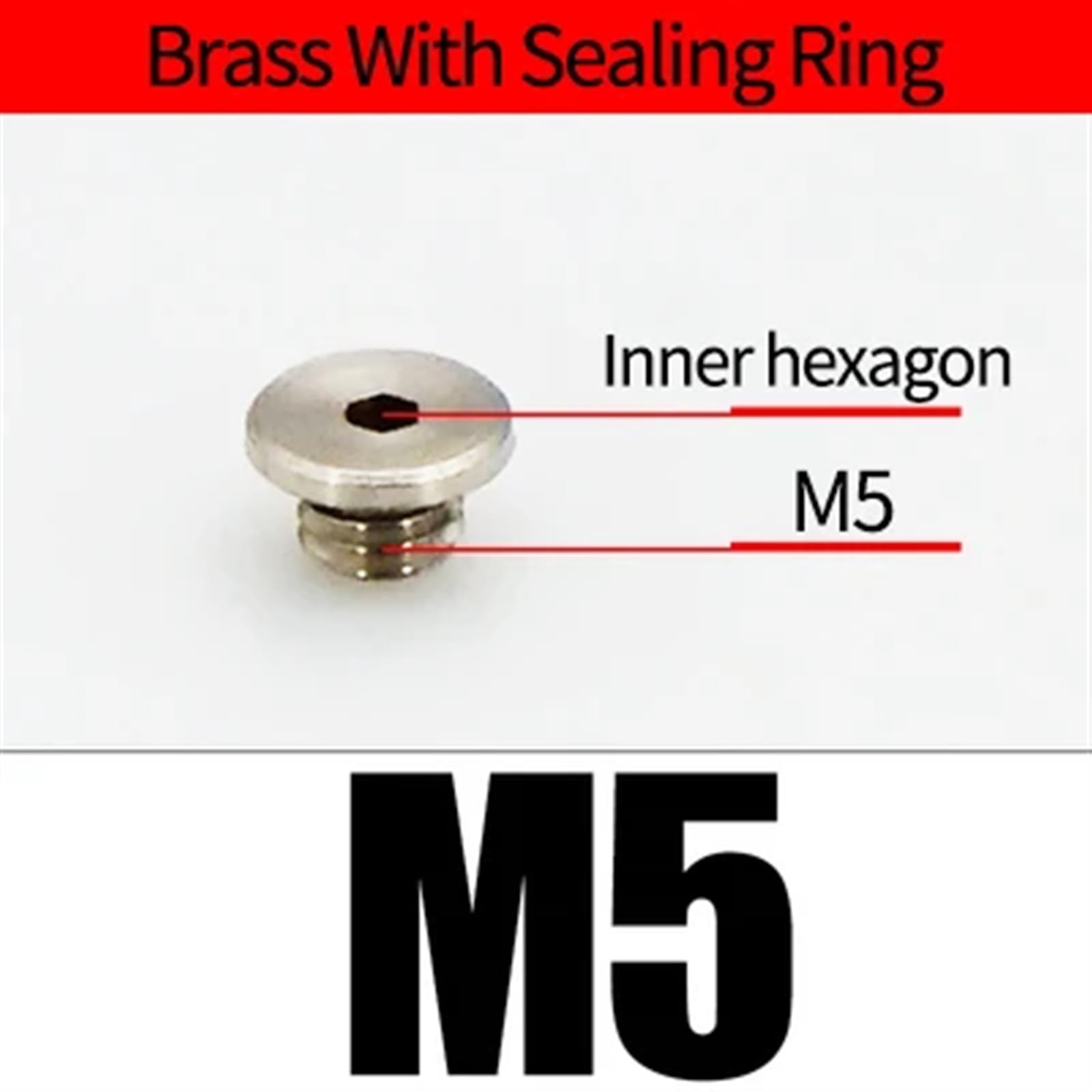 Adaptador de conector de acoplador de cabeza hexagonal for tubería de latón, rosca macho de 1/8, 1/4, 3/8, 1/2 y 3/4 pulgadas, de hierro y cobre, M5, 10 unidades(Brass M5)