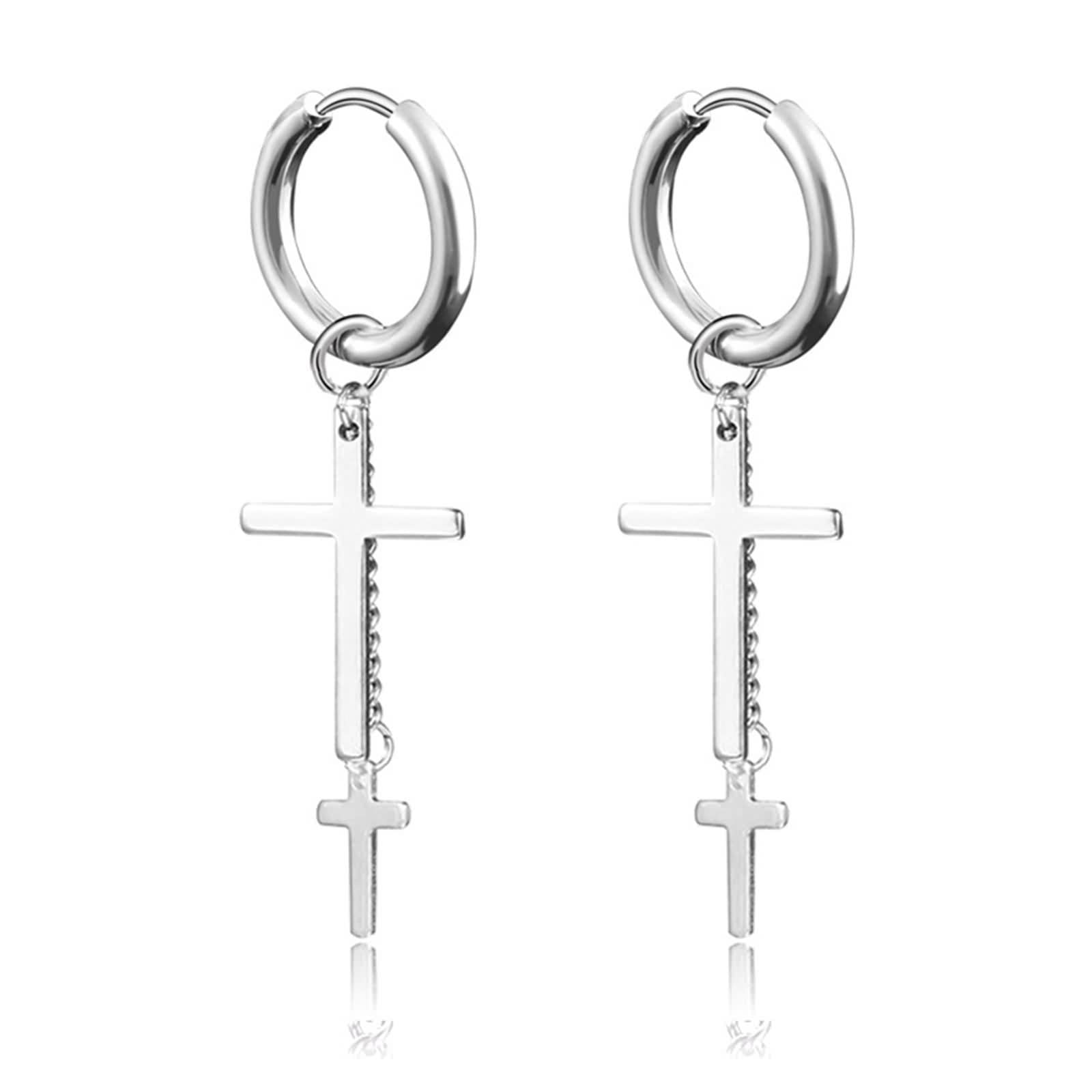 WhoiyPendientes Colgantes Acero Inoxidable Mujer, Pendientes Cartilago Hombre Acero Inoxidable Pendientes Aro para San Valentin