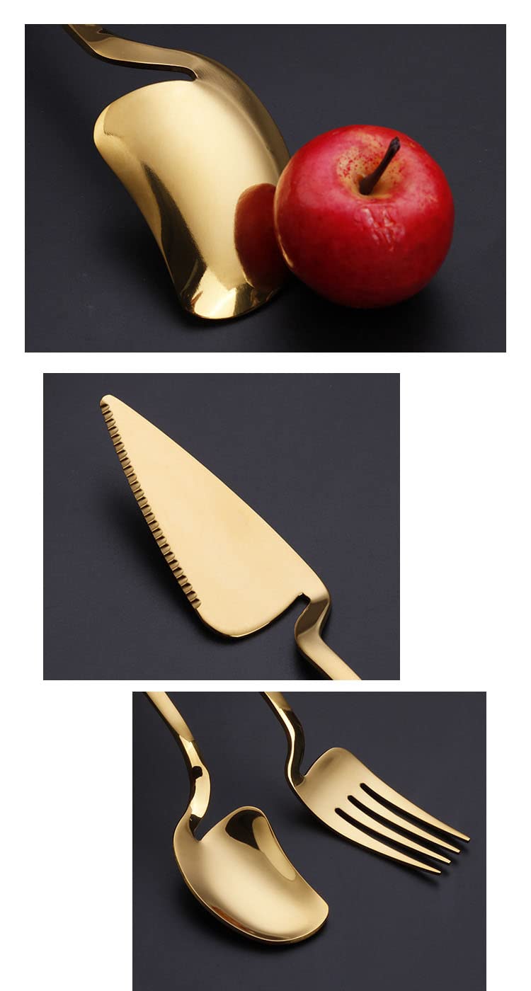 Edelstahlbesteck Besteckset, Abendessen 36-Stück Gold Besteck Set for 12 Edelstahl Utensilien Besteck Gabeln und Löffel Besteck Set Kreative Wand-Montiert
