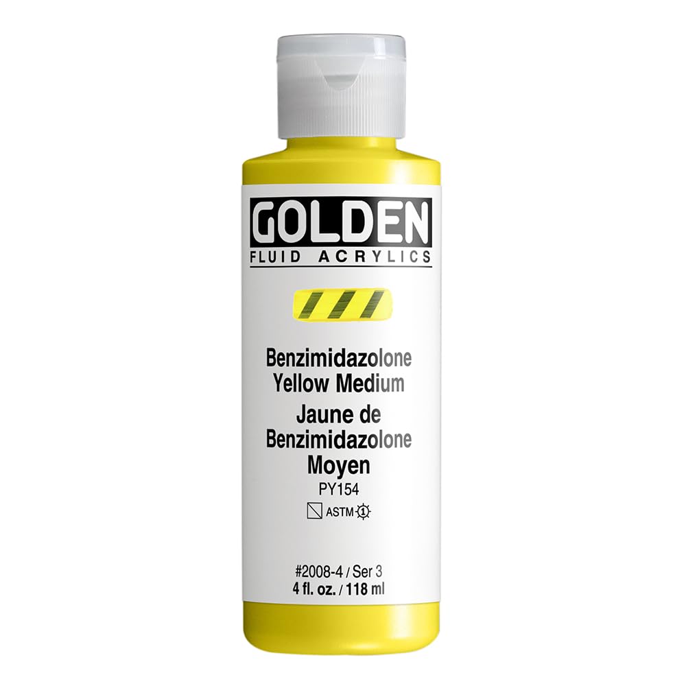 Golden Fluid Acrylic, 4 Ounce Bottle, Benzimidazolone Yellow Medium (2008-4)
