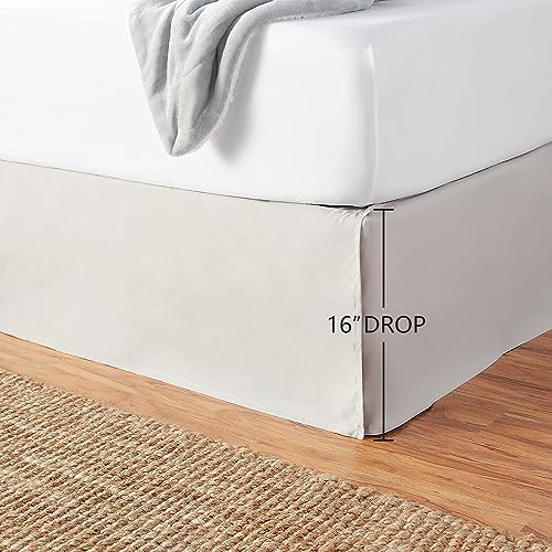 Image of Amazon Basics Lightweight Pleated Bed Skirt, Machine Washable, Wrinkle and Fade Resistant, Queen, Light Grey, 16-Inch Drop