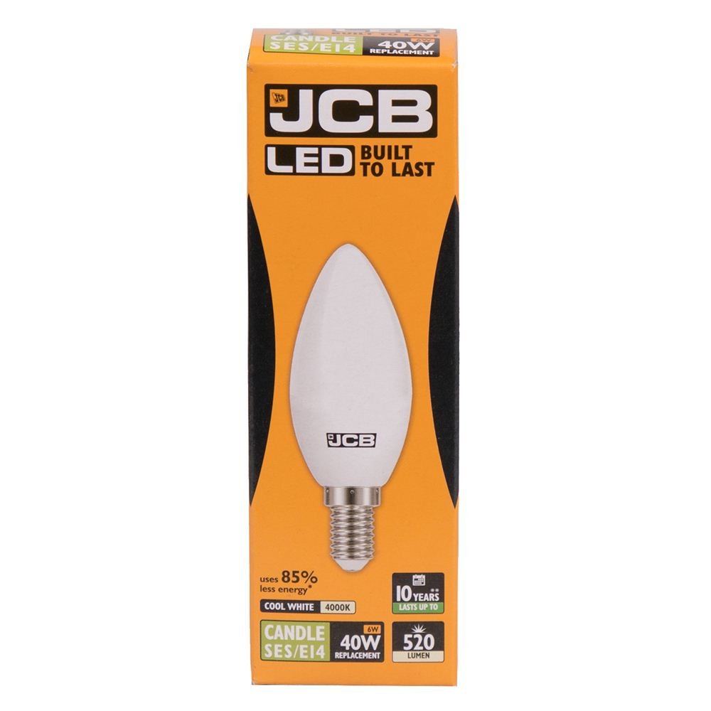 Jcb White 3 X 6W Led Ses E14 Candle Light Bulbs 4000K Cool 520Lm (Jcb S12503)