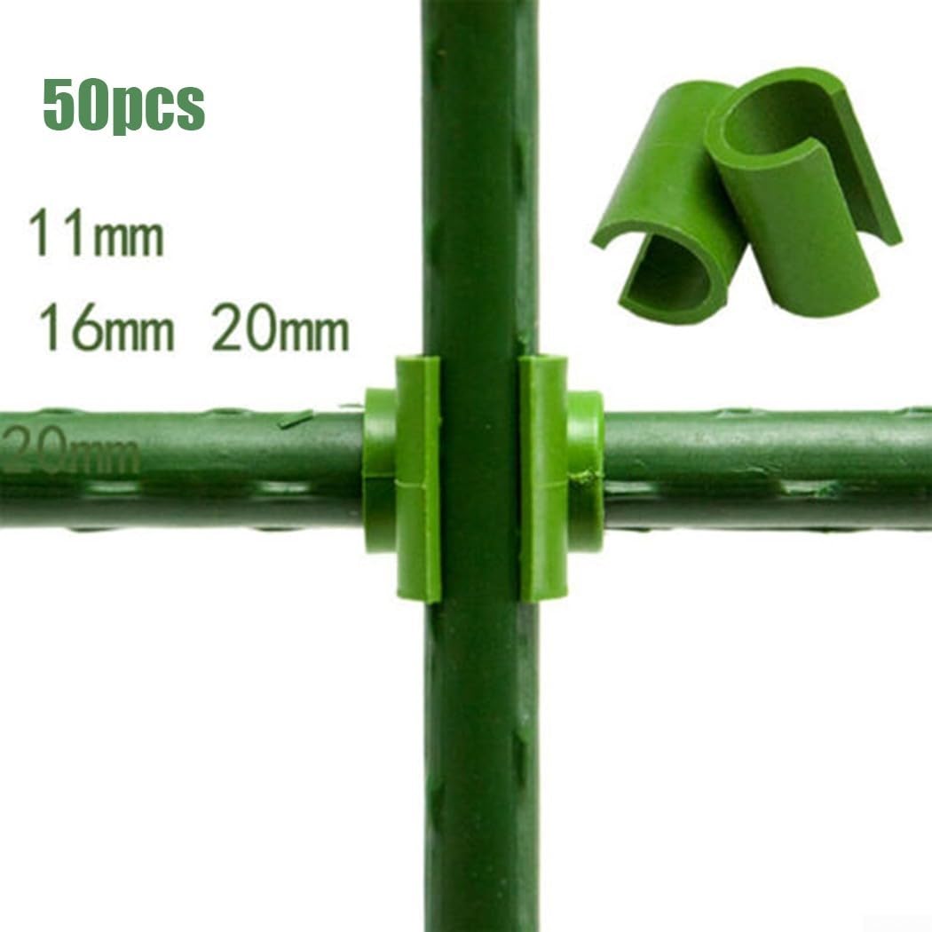 50 Connettori Per Piante E Tralicci – Clip Per Aste Da 11/16/20 Mm – Fissaggi Per Pomodori E Rampicanti