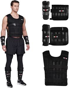 Adjustable Weighted Vest 44LB Workout Weight Vest Training Fitness Weighted Jacket for Men Women (Included 96 Steel Plates Weights)