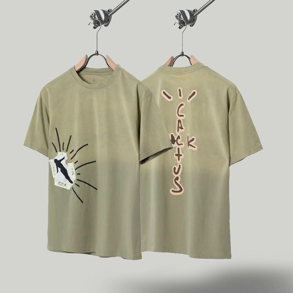 Cactus Jack Trails Letter Short Sleeve Graphic T Shirts Unisex O Neck  Cotton Baggy Summer Tees Ropa Hombre Oversized T-shirt (Army Green, L) :  Amazon.ae: Fashion