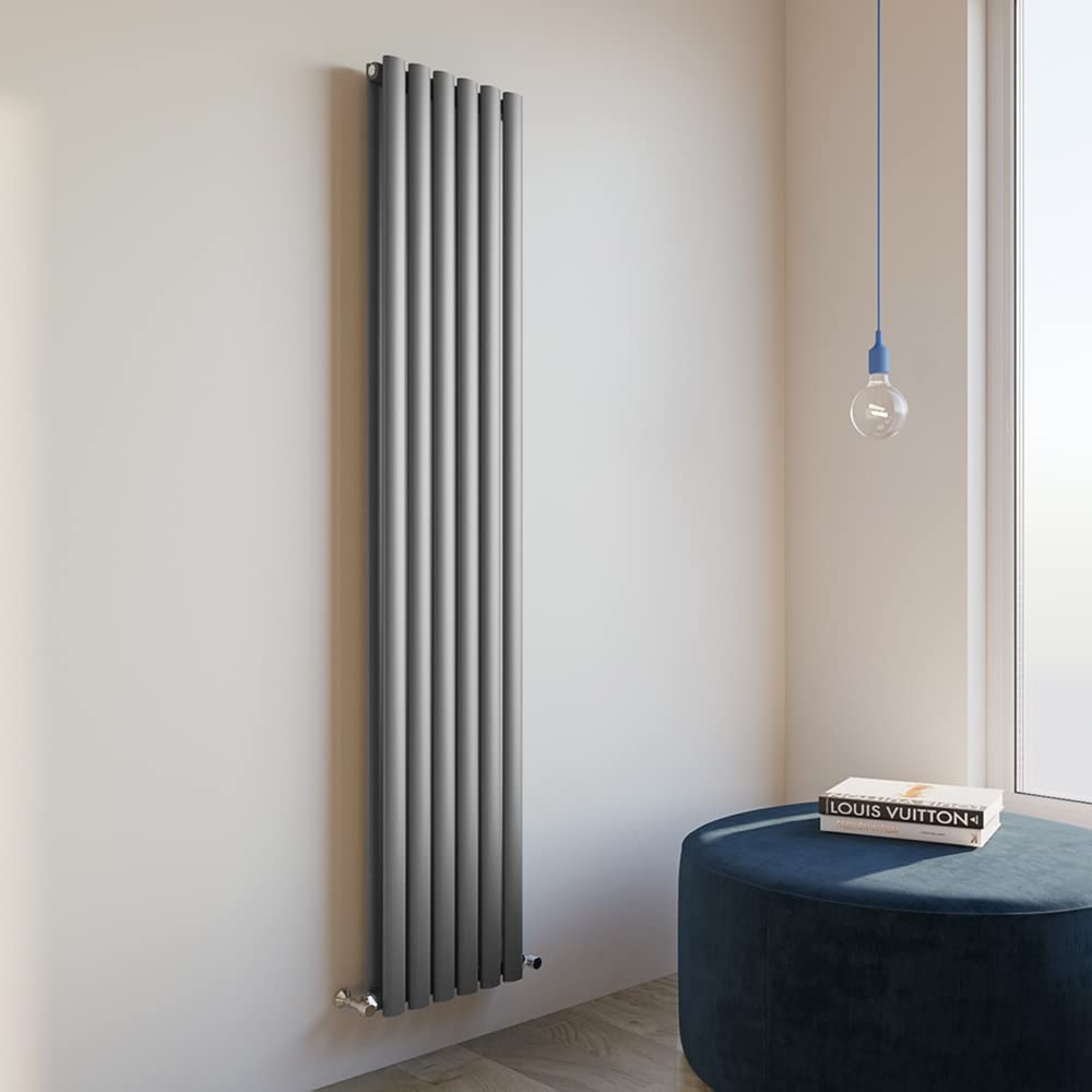 Oval Column Radiator 1800x354mm Vertical Design Double Central Heating Anthracite Rad