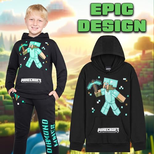 Image of Minecraft Boys Pants Set - Cozy Hoodie and Joggers for Kids - Fun Gifts for Boys