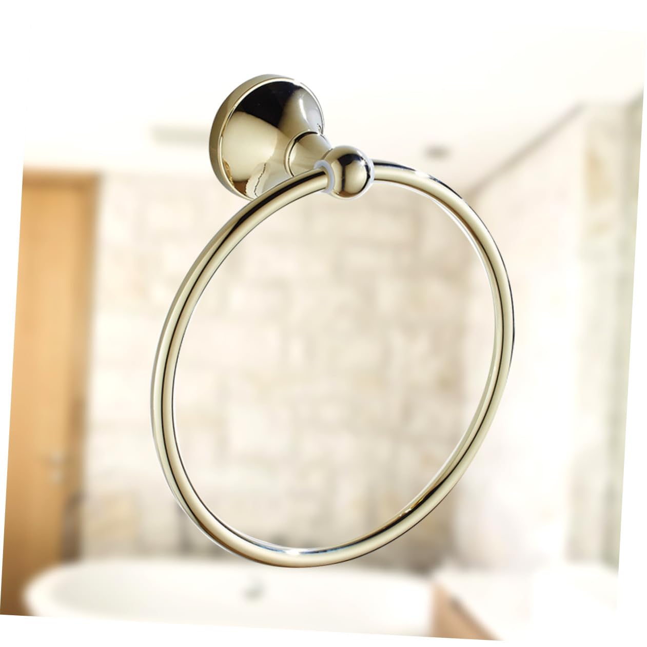 Anello Porta Asciugamano Rotondo in Ottone Placcato Oro | Finitura Anticata Spazzolata, per Casa e Scuola, Stile Elegante e Semplice