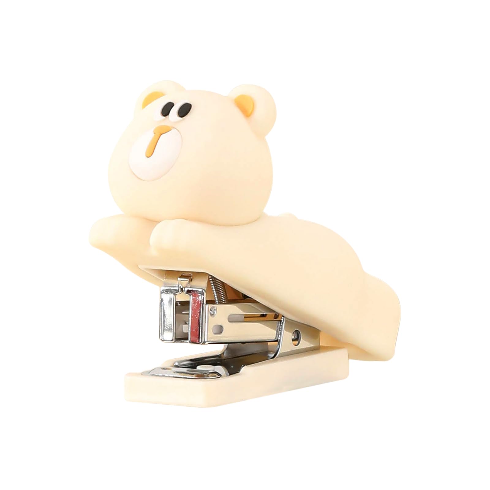 Honagu Mini Cute Animal Stapler with Staples, Cartoon Stereoscopic Silicone (PVC) Stapler, Labor-Saving Office Supplies for Students Kids (Milky White Bear)