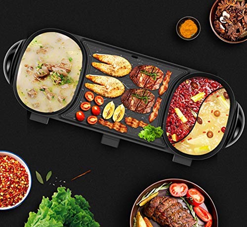 HOABBR Barbecue Grill Multifunction Electric Grill Household Smokeless Barbecue Tray Electric Gril with Nonstick Grill Plate Multifunctional Grill Temperature Adjustment Function