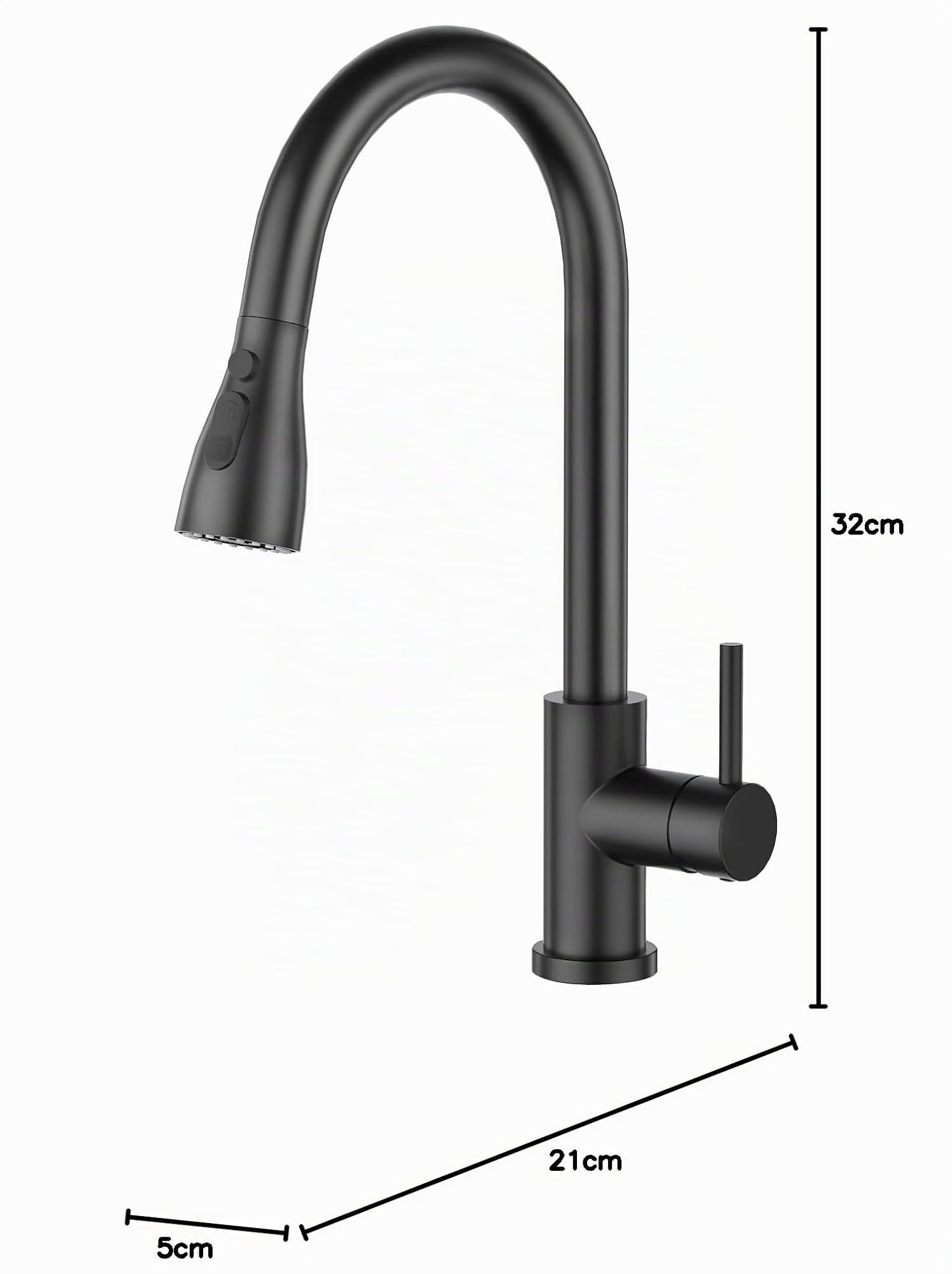 CREA Grifo Cocina Extraíble, Grifo de Cocina Monomando con 3 Modos de Ducha, Grifo para Fregadero con Ducha, Grifo Fregadero Cocina Giratorio a 360°, Negro Mate