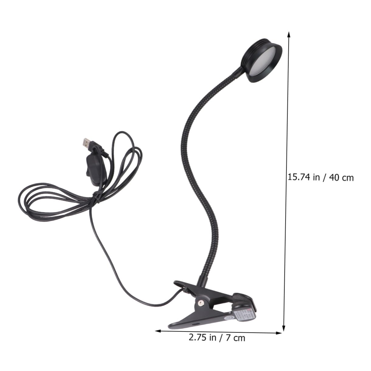 Lampada da Lettura LED a Clip 4w Collo Flessibile e USB | Doppia Regolazione 2 Livelli, Paralume per Uso Notturno, Cavo Incluso, Finitura Nero Metallo