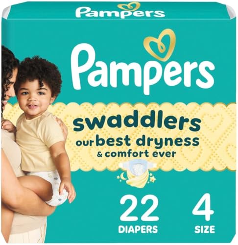 Image of Pampers Swaddlers Diapers, Size 4 (15-34 lbs), 22 Count, Absorbent, Keeps Baby Dry and Comfortable, Skin Safe Disposable Baby Diaper (Packaging May Vary)