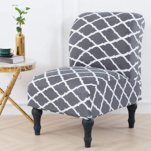 Searchi Armless Accent Chair Covers Stretch Spandex Slipper Chair Slipcover Pattern Furniture Protector, Chair Cover Without Arms Removable Washable For Living Room Hotel(Grey Geometric) #TOP6
