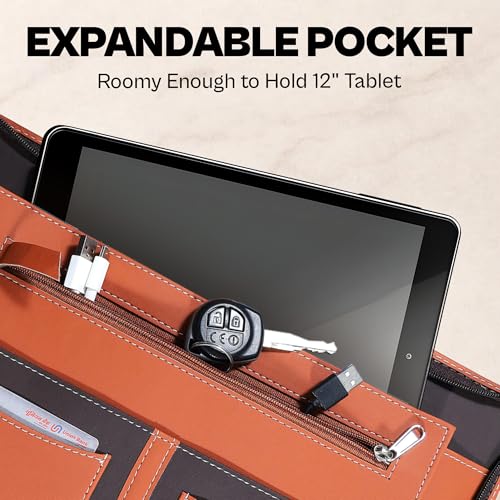Image of Premium Leather folders for documents a4 Size & Legal Size, Waterproof documents Organizer, Professional Portfolio with Zip, 20 Leaf Files for certificates and documents,Includes Stylus Pen.
