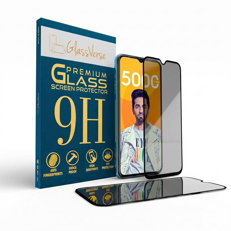 Image of GlassVerse Privacy Tempered Glass for Tecno Spark GO 2021 | Anti Spy Screen Protector, 9H Hardness, Edge to Edge, Case Friendly, Hassle-less Installation Kit Included. (Pack of 2)