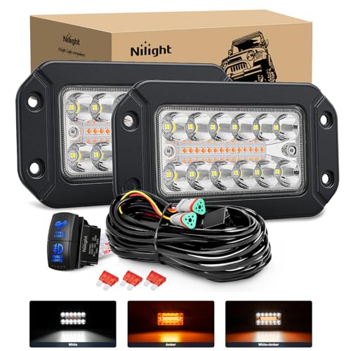 Image of Nilight Flush Mount LED Light Pods 6Inch 39W Amber White 3 Lighting Modes