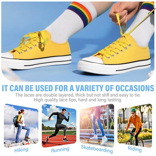 Image of DELELE Solid Flat Shoelaces Hollow Thick Athletic Shoe Laces Strings 2 Pair
