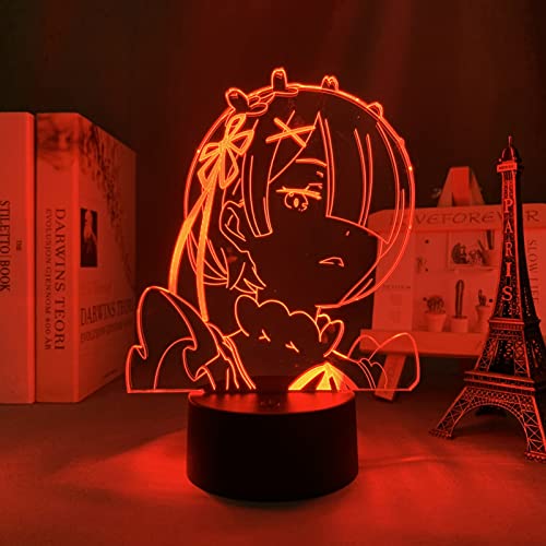 ItoNCAnime 3D Light Re Zero Starting Life in Another World Rem Room Deco Table Lamp 3D Optical Illusion Night Lights
