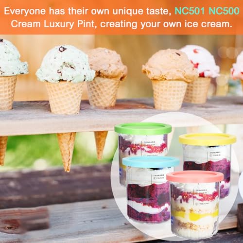 For-Ninja-Creami-Deluxe-Pints-and-Lids-4-Pack-NC500-NC501-Ice-Cream-Pint-fit-for-Ninja-Delux-Ice-Cream-Maker-24-oz-food-container-for-Ninja-Creami-Deluxe-BluePinkYellowGreen For Ninja Creami Deluxe Pints and Lids 4 Pack NC500 NC501 Ice Cream Pint fit for Ninja Delux Ice Cream Maker 24 oz food container for Ninja Creami Deluxe BluePinkYellowGreen
