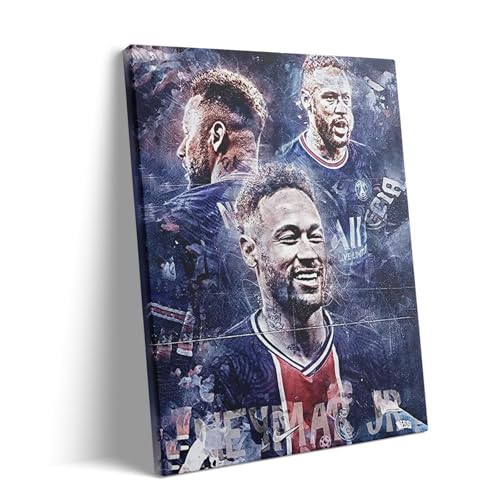 B.B.F MAKE Football Canvas Wall Art, Inspiring Canvas Print Poster, Neymar JR Passionate Sports Theme Artwork Decoration, Stylish Home Office Bedroom Living Room Game Room Wall Decor, Framed 8x10inch