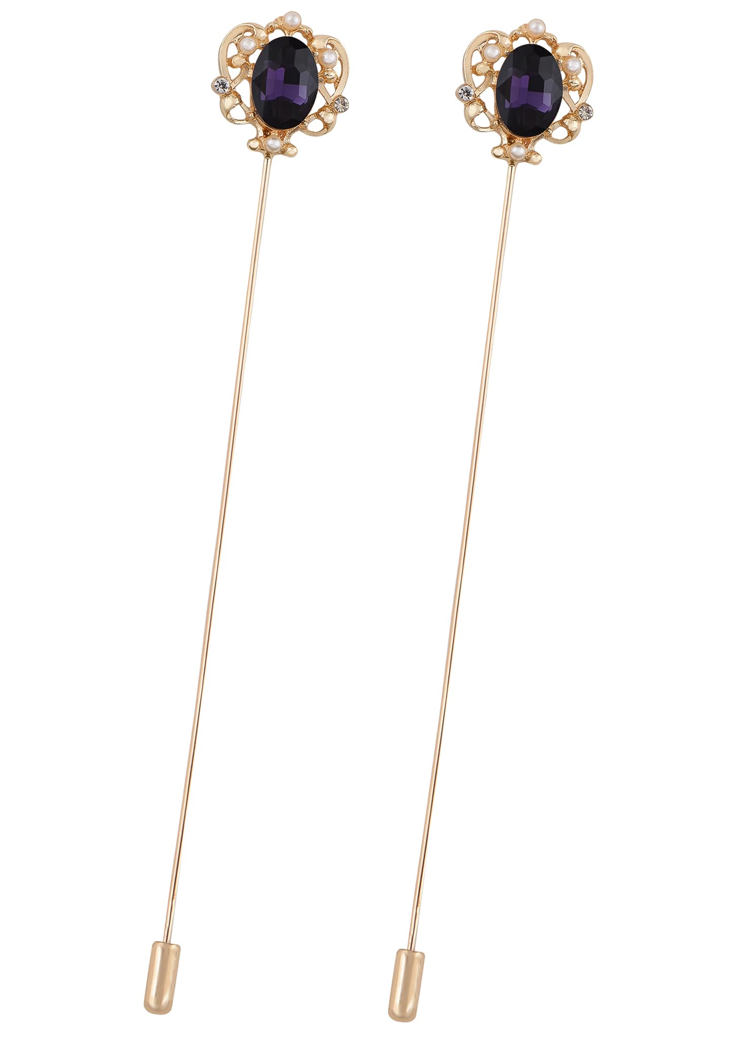 Alilang Vintage Hat Pin 5 inch Long Handle Golden Tone Lapel Pins Tie Scarf Brooch Jewelry Accessories Pack of 2/3/5
