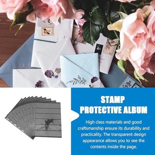Álbum para sellos Hemobllo con 10 páginas de PVC transparente de doble cara negro 6