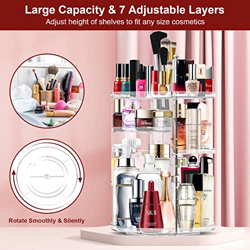 Makeup Organizer 360 Rotating Cosmetic Organizer Diy Adjustable Makeup Carousel Spinning Holder Rack , Large Capacity Cosmetic Storage Box Makeup Brushes Lipsticks Organizer For Vanity Countertop #TOP2