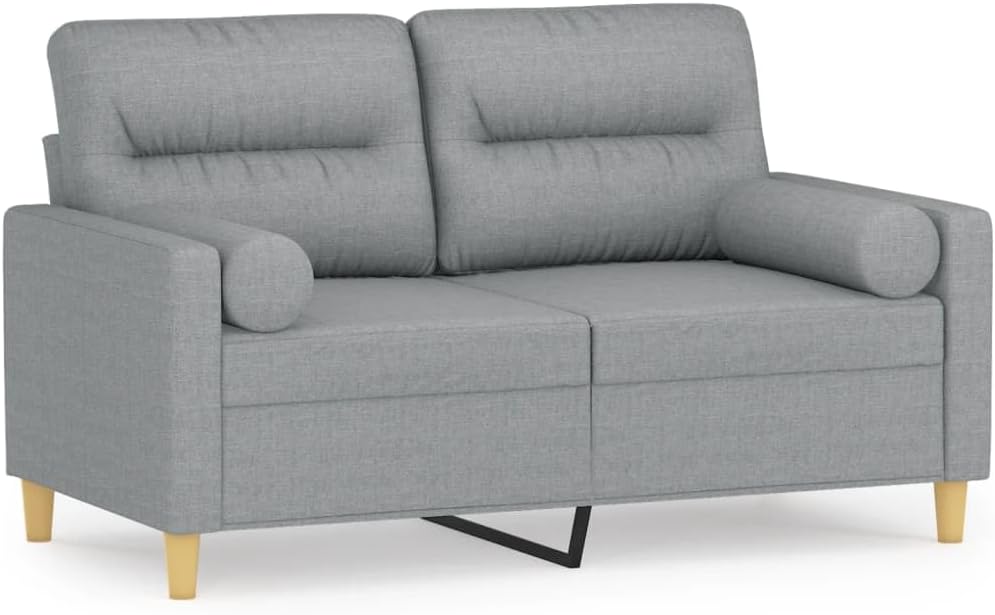 2-Seater Sofa Light Grey 100% Polyester Living Room Furniture