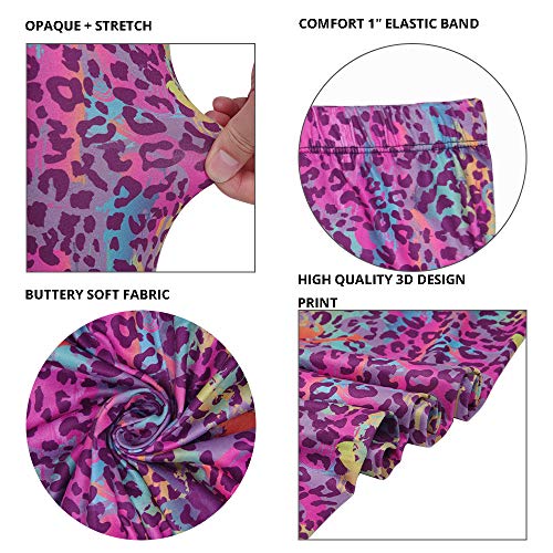Sissycos Women's 80S Leggings Artistic Splash Printed Buttery Soft Stretchy Pants (Medium, Colorful Leopard) #TOP4