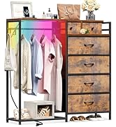 Amazon｜AODK ハンガーラック 引き出し付き タンス クローゼット 幅110