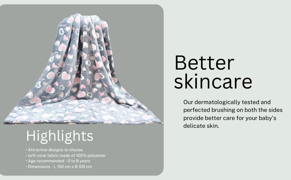 Image of First Kick Kids Blankets Printed Sheet Blanket for Boys and Girls (2-5 Years), L 150 cm x B 100 cm, Pack of 1 Pc.