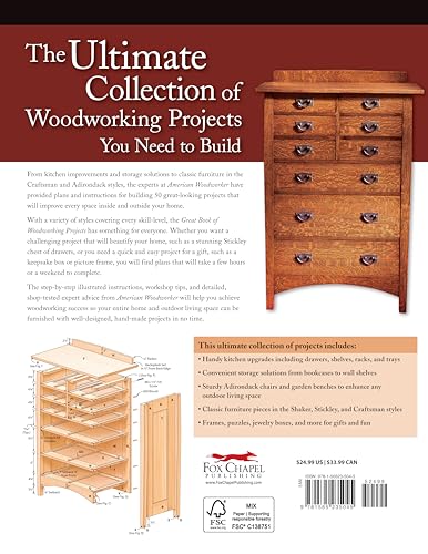 Great Book of Woodworking Projects: 50 Projects for Indoor Improvements and Outdoor Living from the Experts at American Woodworker (Fox Chapel Publishing) Plans & Instructions to Improve Every Room - Image 2