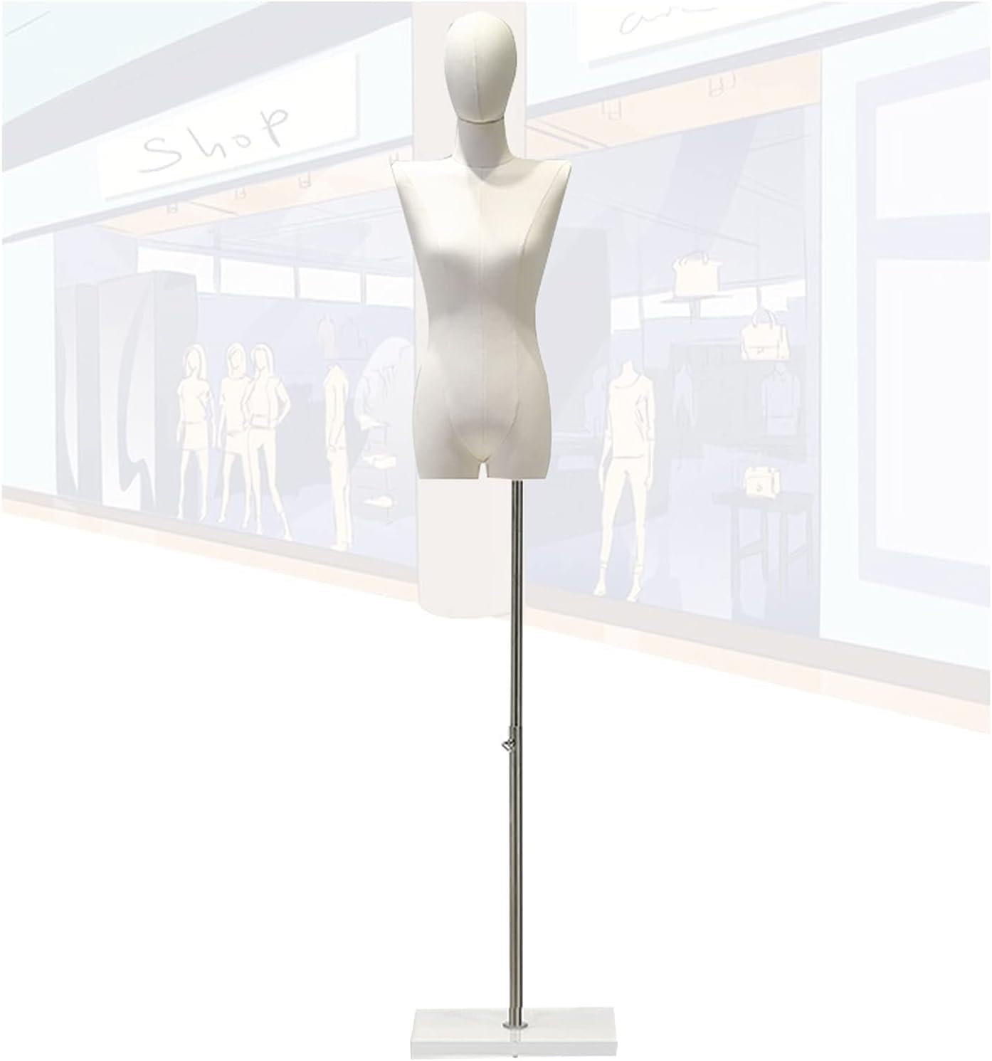 CONGRUI Female Mannequin Torso Dress Form, Woman Half Body Manikin with Transparent Acrylic Base, Sturdy Model
