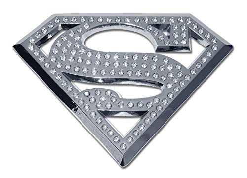 Image of Elektroplate Officially Licensed DC Comics Superman Crystal Chrome All Metal Emblem for Cars, Trucks, and All Auto | Universal Fit at 4.2 inch x 3.0 inch | Weatherproof