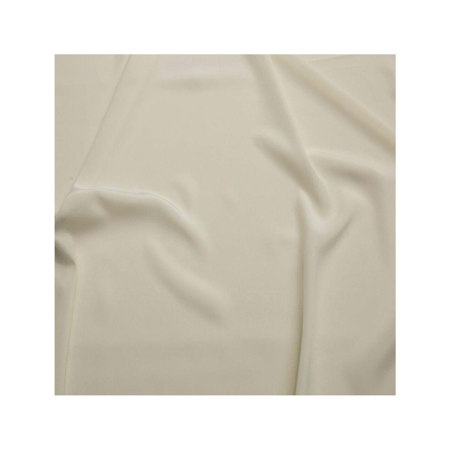 Fabrics King ONLINE Premium Crepe De Chine Fabric Silky Plain Dyed 45" - 112cm Wide Per Metre (Cream, 1 METRE)