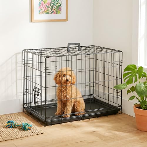 FDW Dog Crate 24-Inch Dog Cage Single Door Foldable Metal Kennel with Leakproof Tray Foldable Design Indoor Outdoor Use for Small Dogs,Dark Black by FDW - Image 2