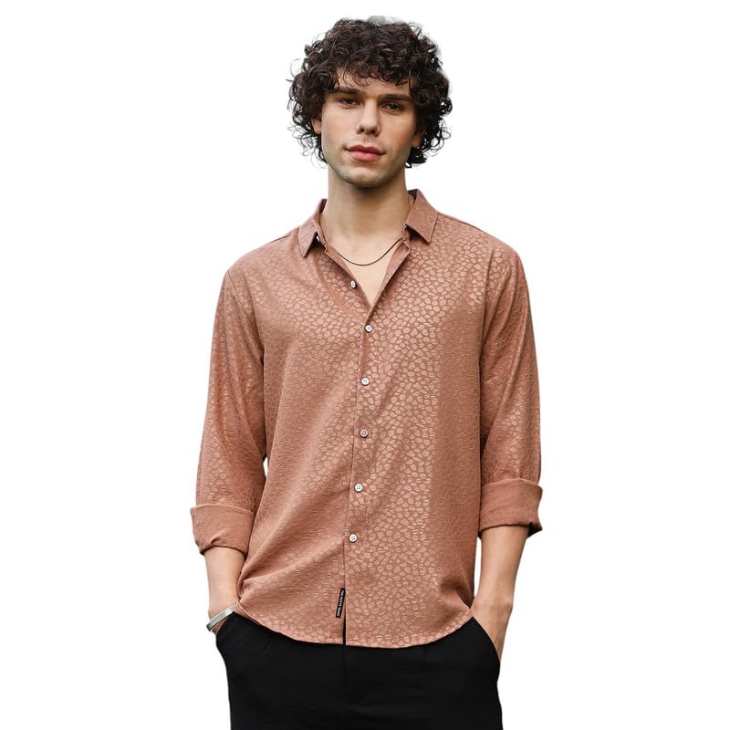 Image of CAHOOT Men's Shirt for Casual Wear | Spread Collar | Long Cuffed Sleeves | Button Closure | Shirt Crafted with Comfort Fit for Everyday Wear