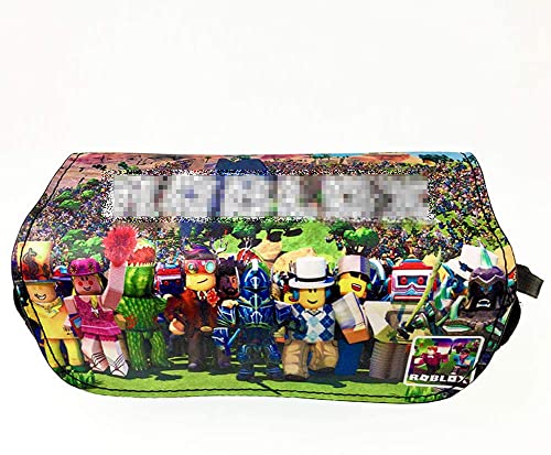 Game Riblx Estuche de lona con cremallera,Juego de mundo virtual Estuche de lápices Gran capacidad Bolsa Doble cremallera Oficina Bolígrafo Organizador Bolsa de papelería Cover