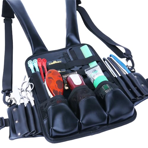 Bolsa para tijeras de peluquería en cuero elegante y chaleco portaherramientas de 13x9.7" 7