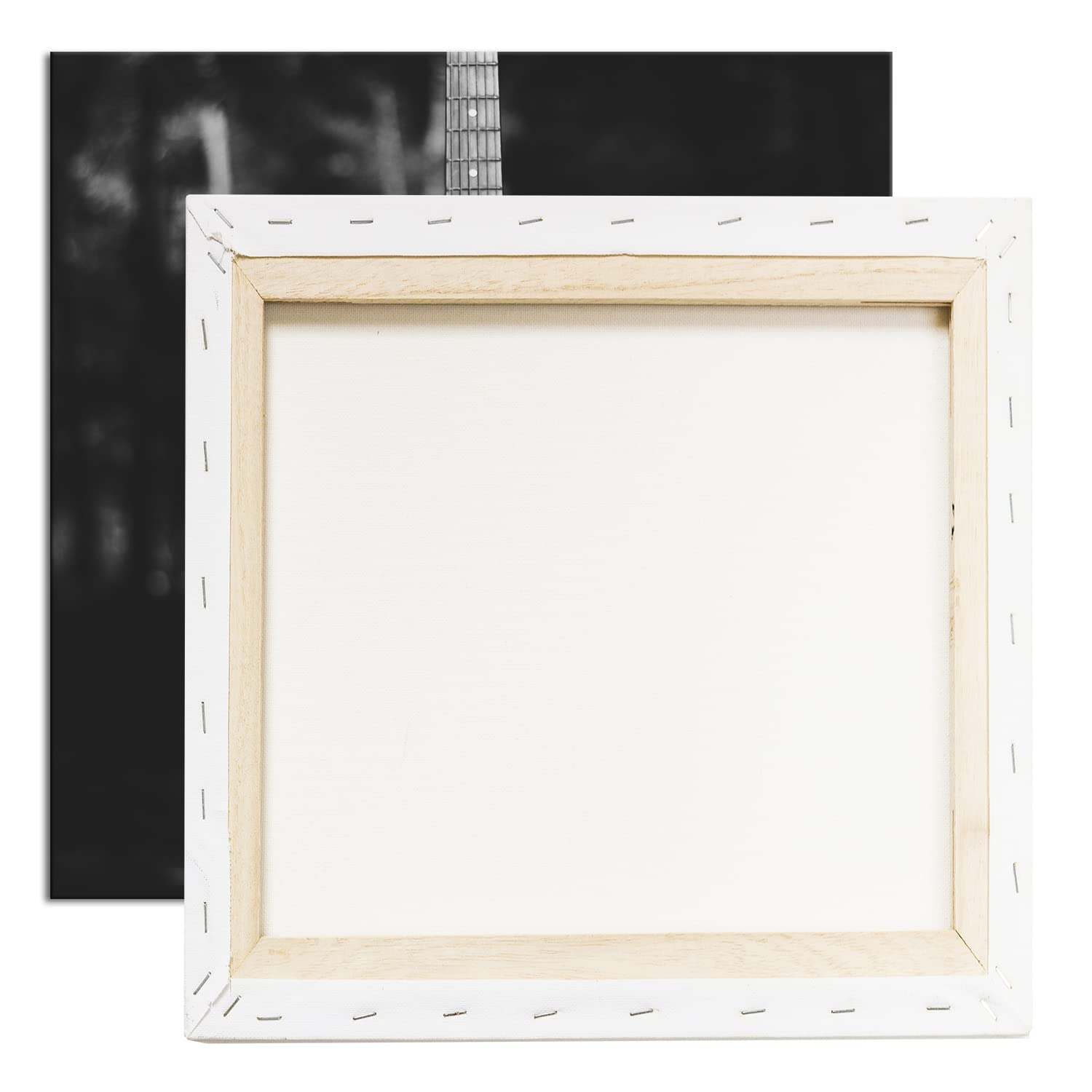 deyoli Chitarra acustica bianca Formato: 70 x 70 cm Effetto: bianco e nero su tela, motivo già incorniciato su telaio in vero legno, stampa digitale di alta qualità con cornice