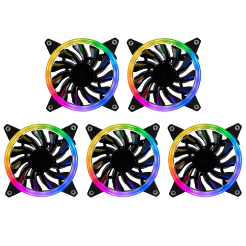 Empowered PC 5-Pack Halo High Performance Quiet ARGB CPU Cooling Fans (600-2000rpm PWM, Daisy-Chainable, 2.6mm H2O Pressure & 56CFM Airflow @36dBA, 3-Pin, 25 x 120mm, 3yr Warranty)