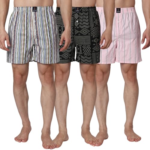 Image of Urban Scottish Ultra-Comfortable Men's Boxer Pants (Pack of 3) - 100% Cotton Material with A Stylish Print - Soft and Stretchy Elastic Waist Band - Dynamic Movement and Hardwearing Stitching