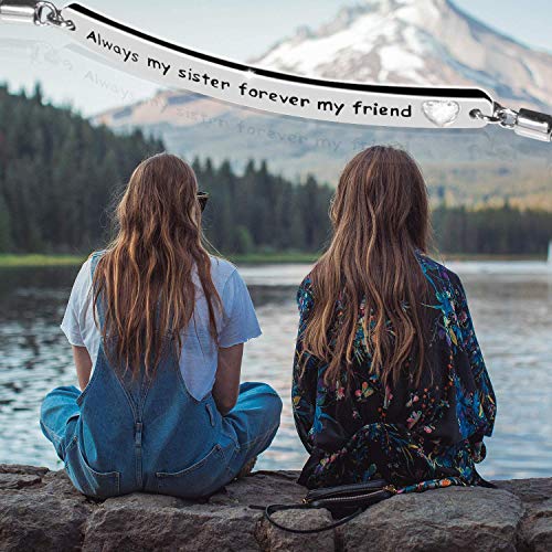 AOBOCO Sterling Silver Sister Bracelet Embellished with Crystals from Austria, Always My Sister Forever My Friend, Inspirational Christmas Anniversary Birthday Jewelry Gifts for Sister Best Friend4