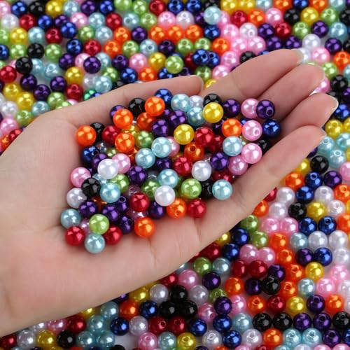 DUQGUHO Pearls for Bracelets 8mm Colorful Beads...