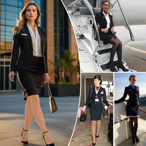 manzi 2 pairs compression pantyhose for women shaping black tights 10-15mmhg support 50d opaque stockings