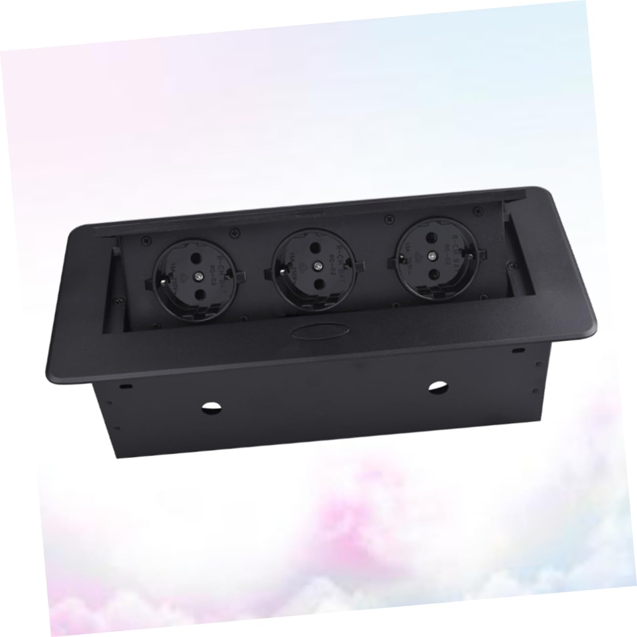 Tofficu Multiprise Encastrable Ronde Noire en Plastique Prises de Courant et Ports USB, Interrupteur Individuel, pour Salle de Réunion et Bureau Moderne
