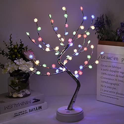 Tabletop Bonsai Tree Light with 60 LED Lights, Cherry Blossom Lights, DIY Artificial Tree Light, Decor for Festivals, Christmas Festival Decoraction, Events, Home Decoration (Plum Blossom)