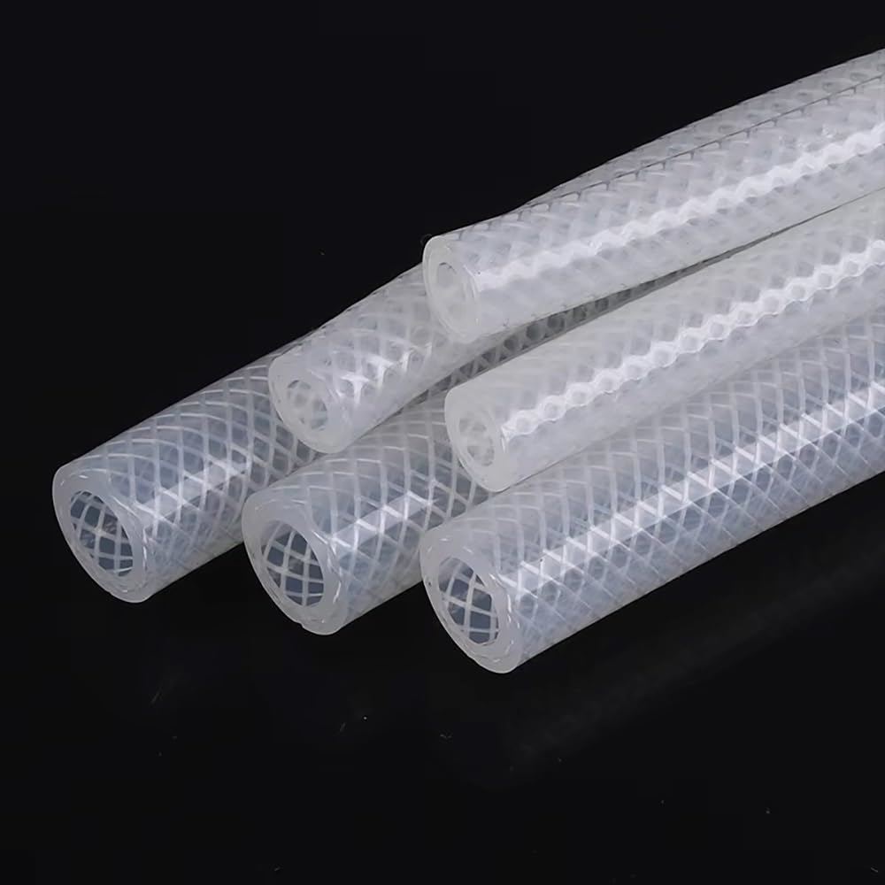 Manguera Silicona Alimentaria 3 Metros (ID4-38mm) Doble Trenzada, Resistente -50°C~+250°C para Laboratorio/Alimentario/Bebidas(ID4mmx OD9mm)
